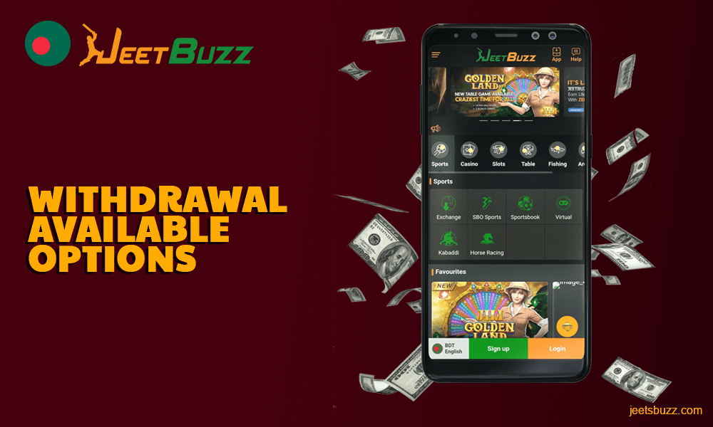 Table with Jeetbuzz Withdrawal Available Options