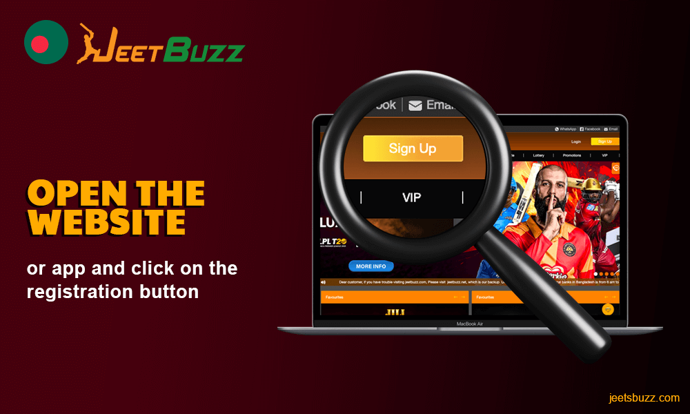 Step 1. Open the Jeet buzz website or app and click on the registration button