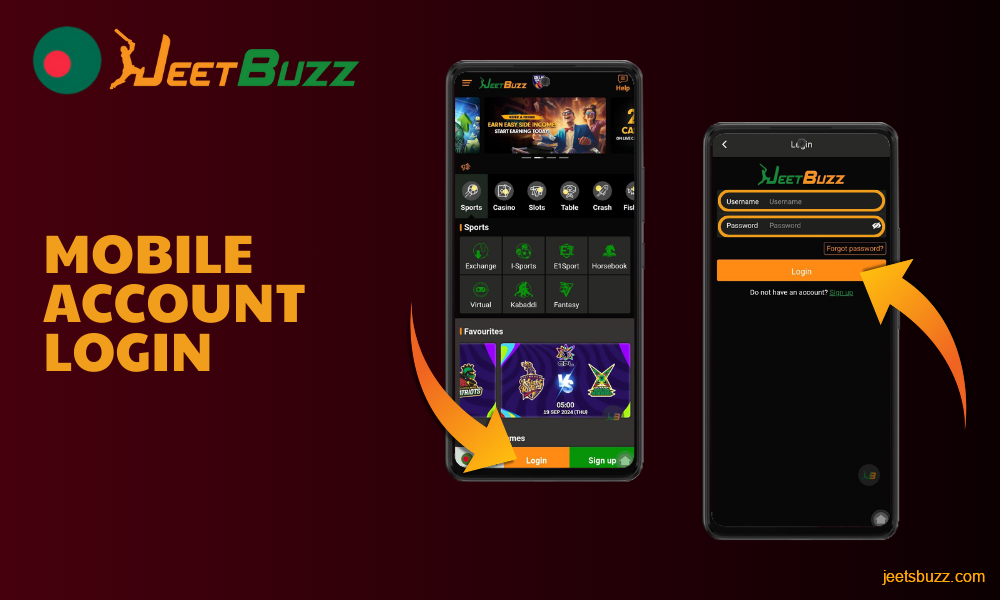 To log in to the Jeetbuzz app, users from Bangladesh should enter their email address or phone number, password and tap Login