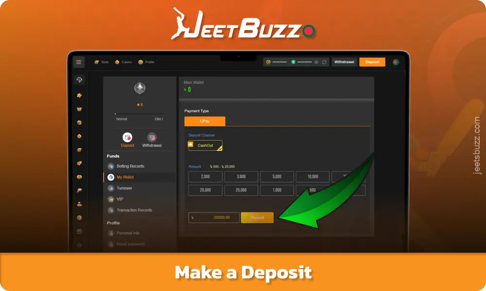 Players need to fund their account to start betting on Jeetbuzz in Bangladesh