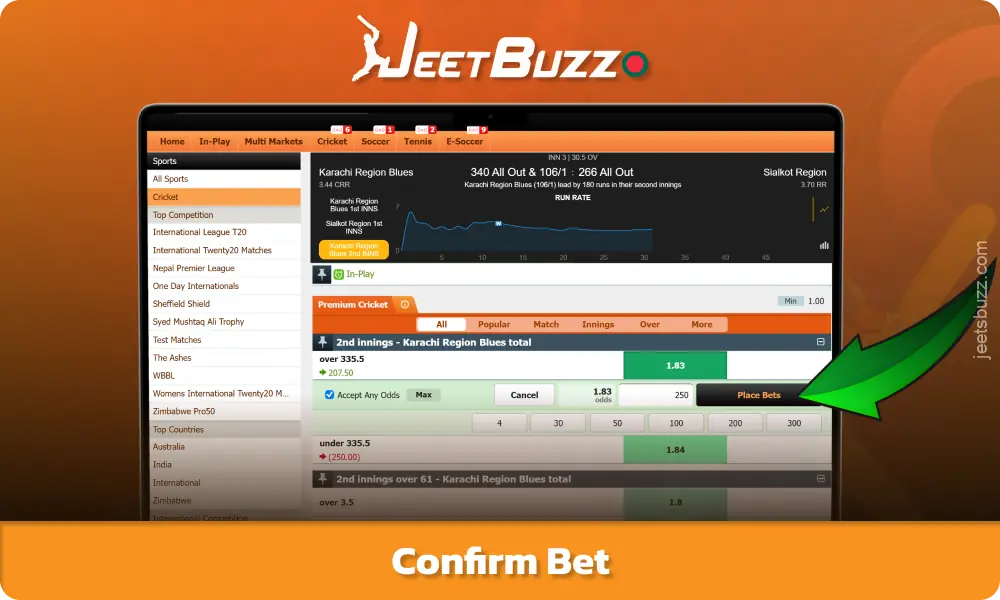 Players need to select the amount and confirm the bet