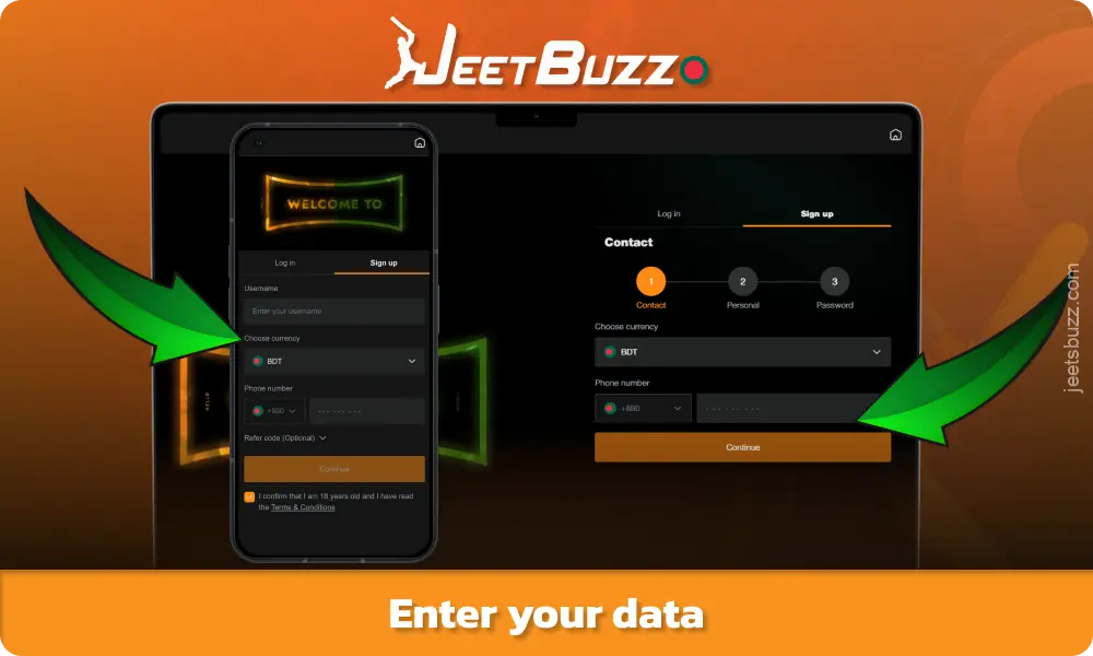 Enter your details in the Jeetbuzz Bangladesh registration form to create an account.