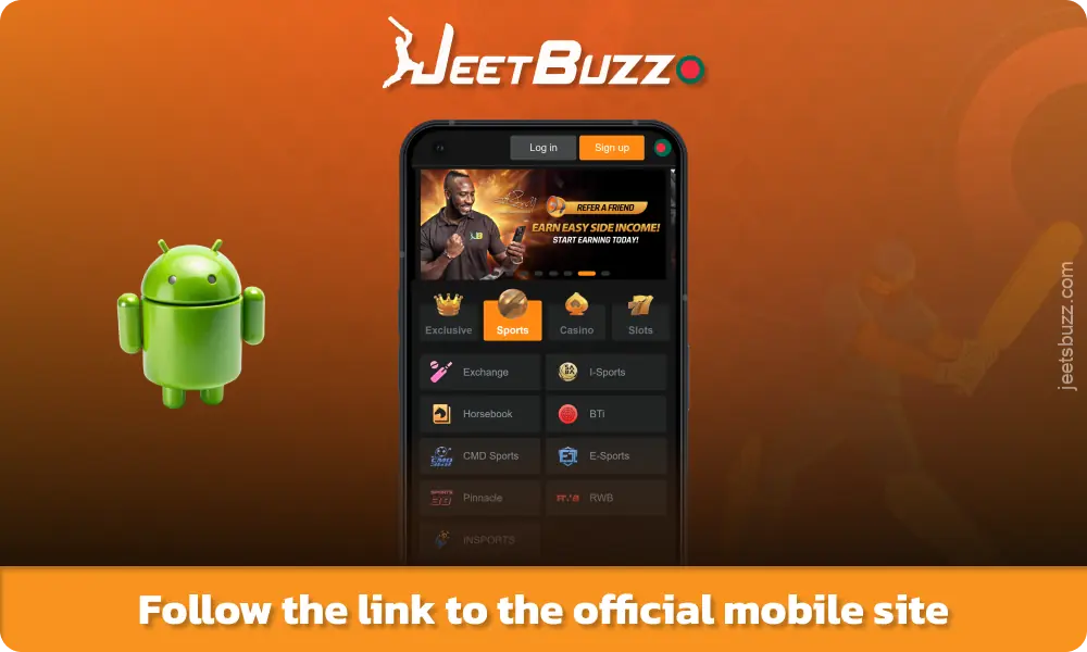 Android এর জন্য মোবাইল অ্যাপ ডাউনলোড করতে Jetbuzz ওয়েবসাইটে যান