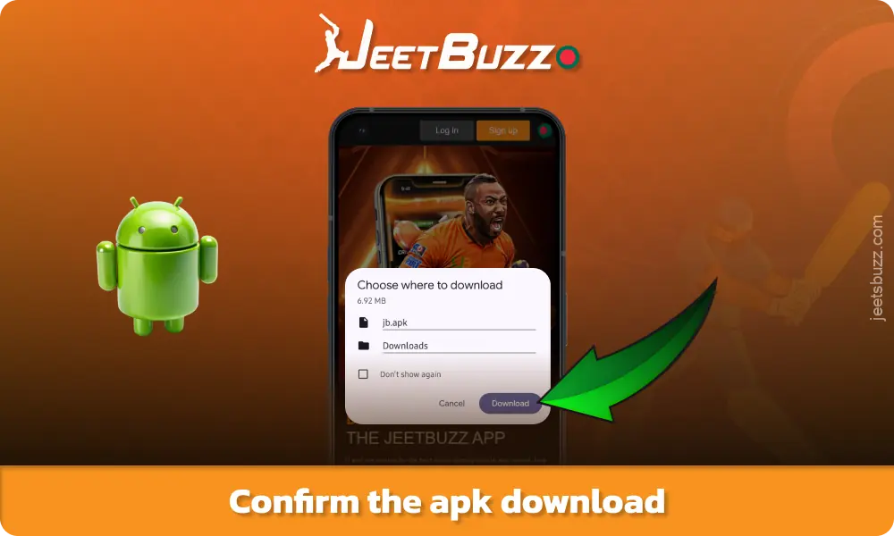 Android এর জন্য Jetbuzz অ্যাপের ডাউনলোড নিশ্চিত করুন