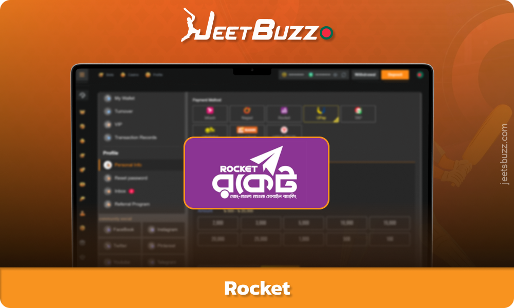 Rocket payment method on Jeetbuzz Bangladesh, ensuring fast and secure online transactions