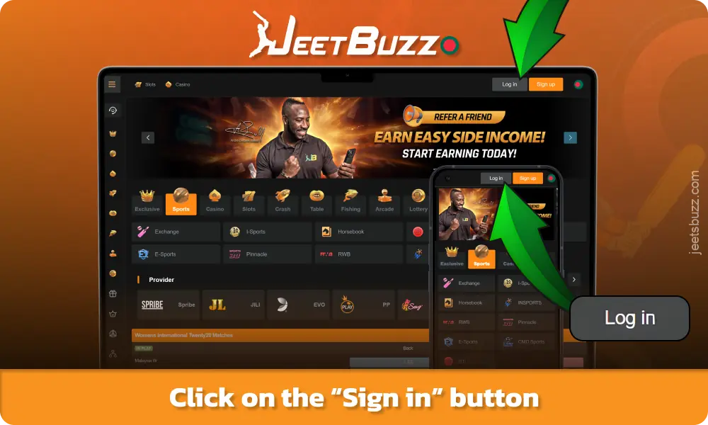 Click on the Login button to log in to your Jeetbuzz Bangladesh account