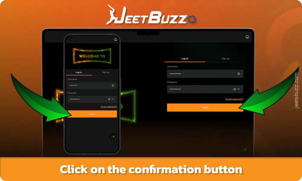 Check your details and click the confirmation button to log in to your Jeetbuzz Bangladesh account