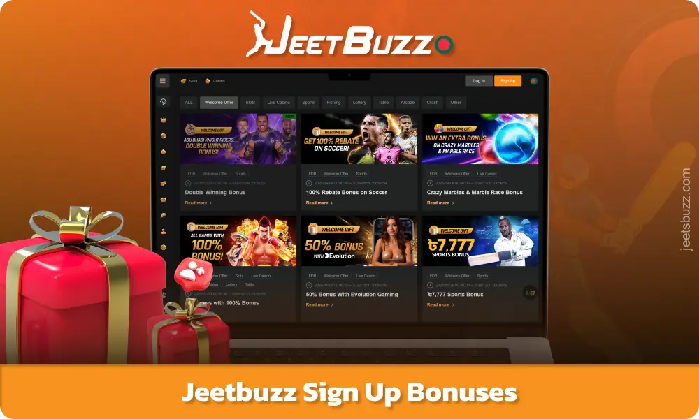 Jeetbuzz বাংলাদেশ থেকে নতুন খেলোয়াড়দের বেছে নেওয়ার জন্য বেশ কয়েকটি স্বাগত বোনাস বিকল্প অফার করে