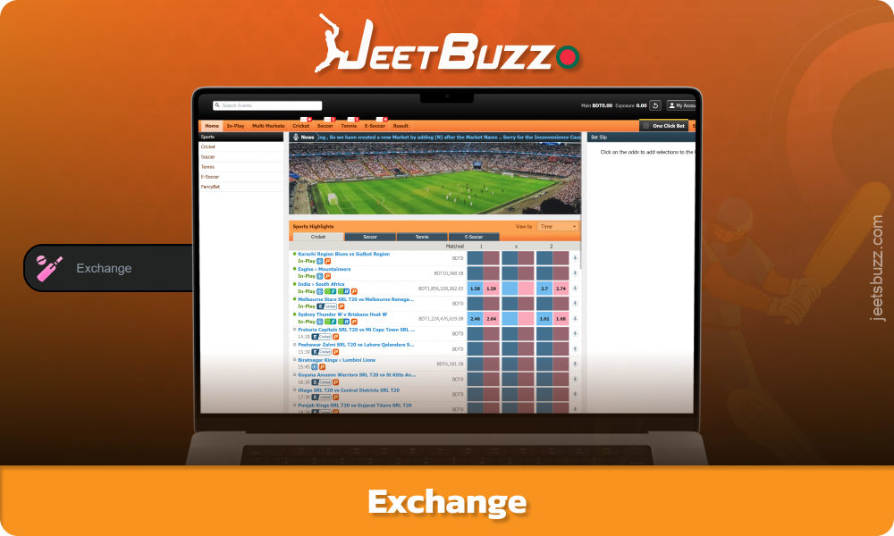 Jeetbuzz Exchange allow users to set their own odds and place bets for or against in sports such as cricket, football, tennis and cyber football