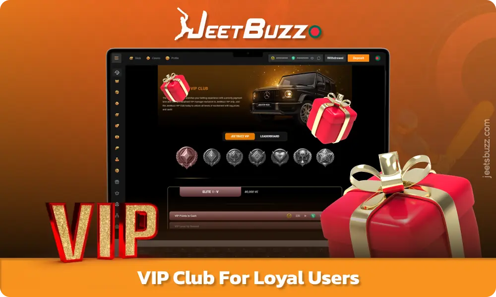 Jeetbuzz VIP ক্লাব নিয়মিত খেলোয়াড়দের একজন ব্যক্তিগত ব্যবস্থাপক, একচেটিয়া পুরষ্কার, অর্থের বিনিময়ে পয়েন্ট বিনিময়ের সুযোগ, দ্রুত উত্তোলন এবং জ্যাকপটের মাধ্যমে মাসিক র‍্যাঙ্কিংয়ে অংশগ্রহণ প্রদান করে।